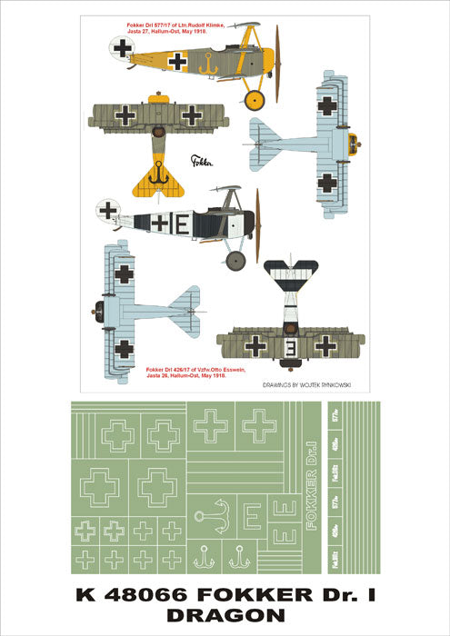 Montex MXK48066 1:48 Fokker Dr.I Triplane 2 insignia masks