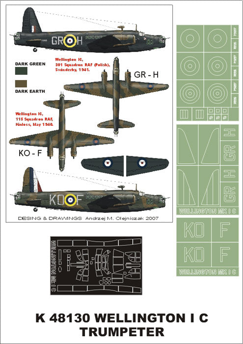 Montex MXK48130 1:48 Vickers Wellington Mk.IC 1 canopy mask