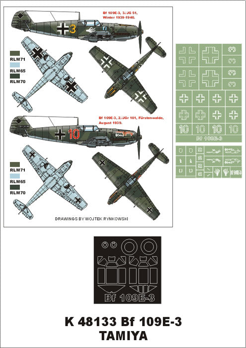 Montex MXK48133 1:48 Messerschmitt Bf-109E-3 Tamiya