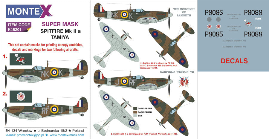 Montex MXK48201 1:48 Supermarine Spitfire Mk.II a 1 canopy mask