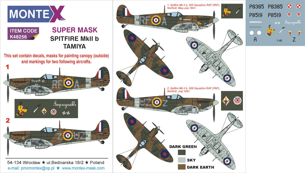 Montex MXK48256 1:48 Supermarine Spitfire Mk.IIb 1 canopy mask