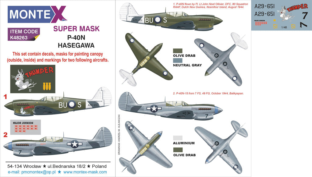 Montex MXK48263 1:48 Curtiss P-40N Warhawk