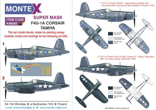 Montex MXK48282 1:48 Vought F4U-1A Corsair 2 canopy frame paint mask
