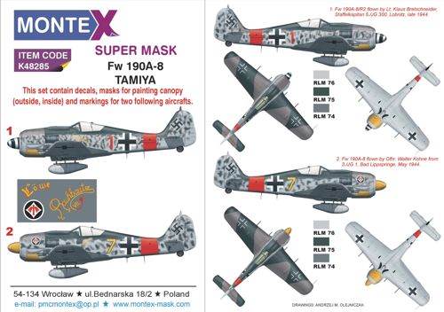 Montex MXK48285 1:48 Focke-Wulf Fw-190A-8 2 canopy frame paint mask