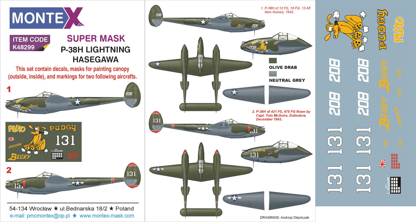 Montex MXK48299 1:48 Lockheed P-38H Lightning