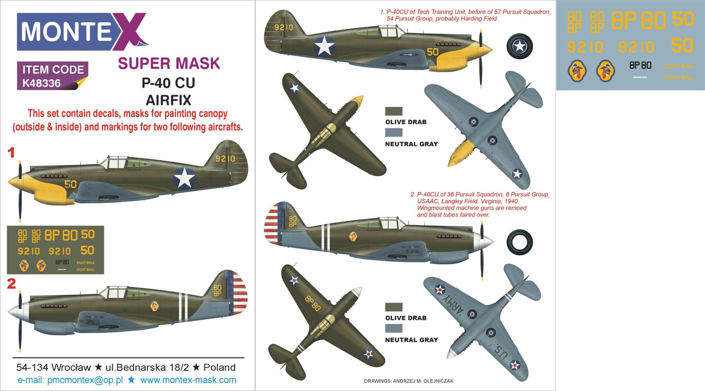 Montex MXK48336 1:48 Curtiss P-40C Tomahawk 2 mask
