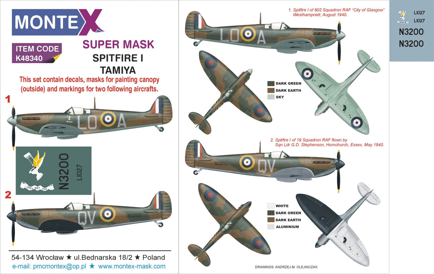 Montex MXK48340 1:48 Supermarine Spitfire Mk.I 1 canopy mask