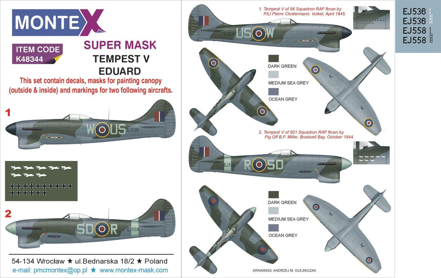Montex MXK48344 1:48 Hawker Tempest Mk.V  2 canopy mask