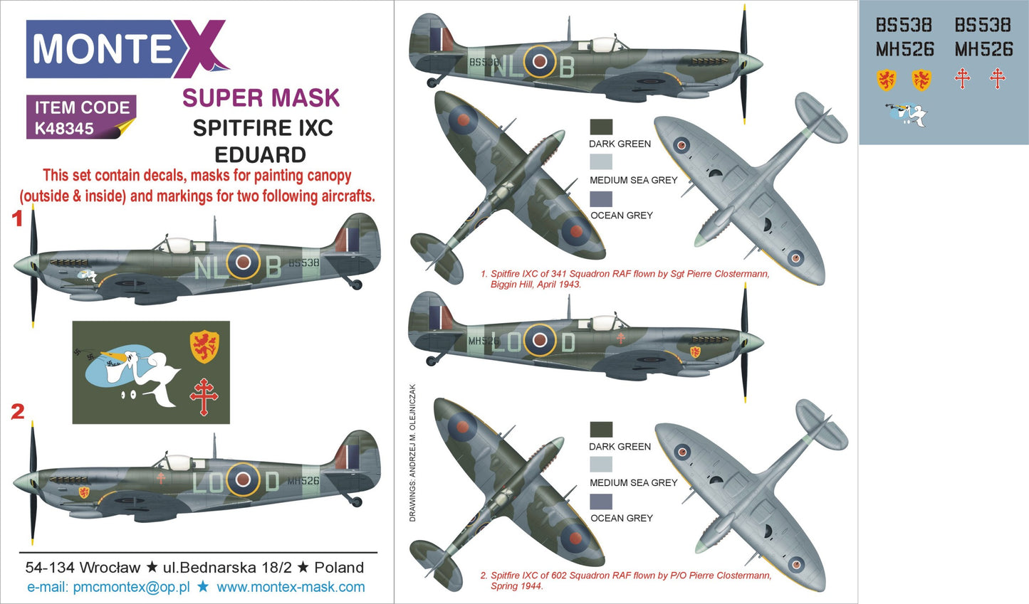 Montex MXK48345 1:48 Supermarine Spitfire Mk.IXc 2 canopy mask