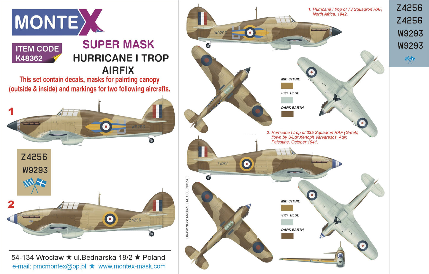 Montex MXK48362 1:48 Hawker Hurricane Mk.I Tropical version 2 canopy mask