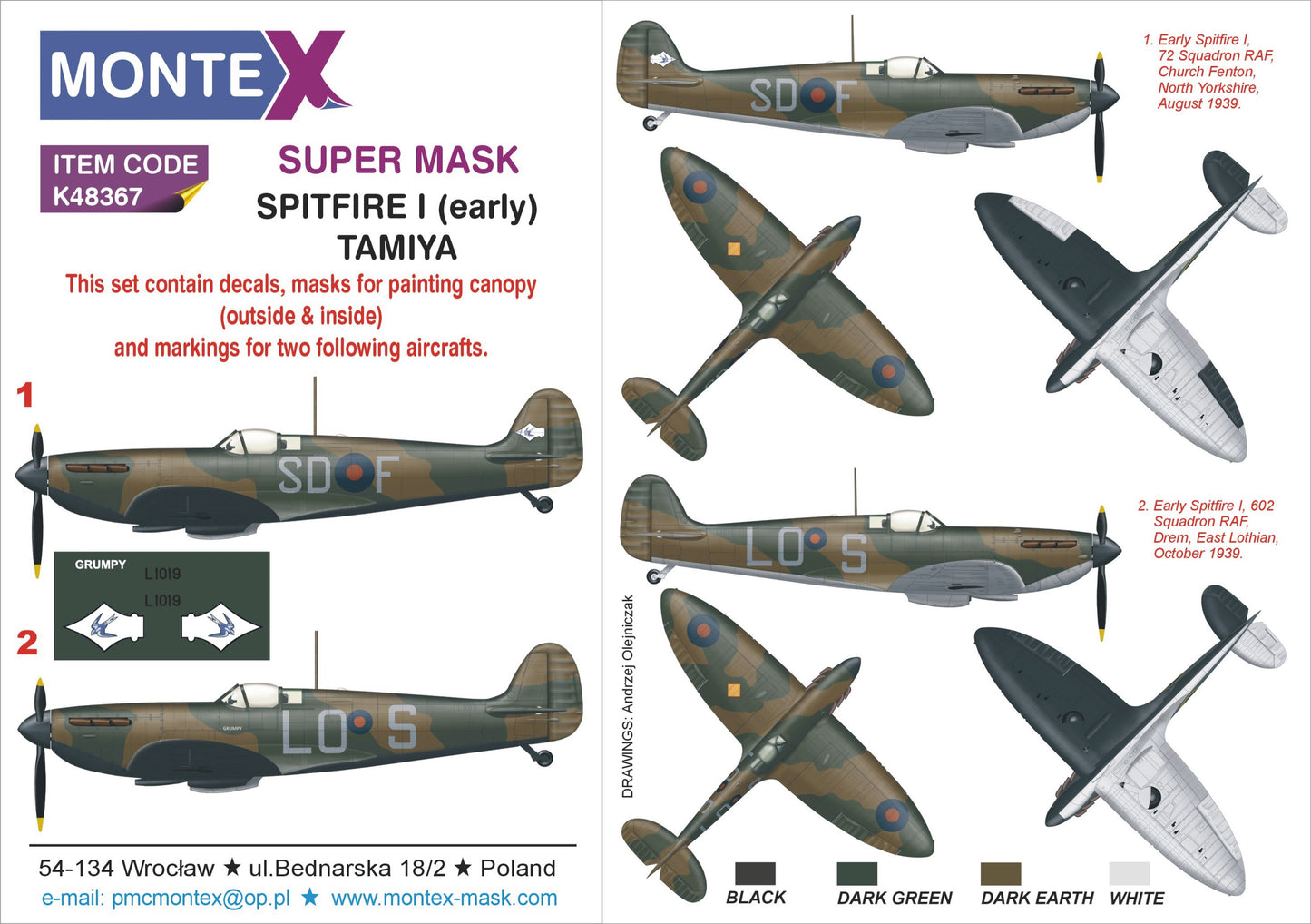 Montex MXK48367 1:48 Supermarine Spitfire Mk.1
