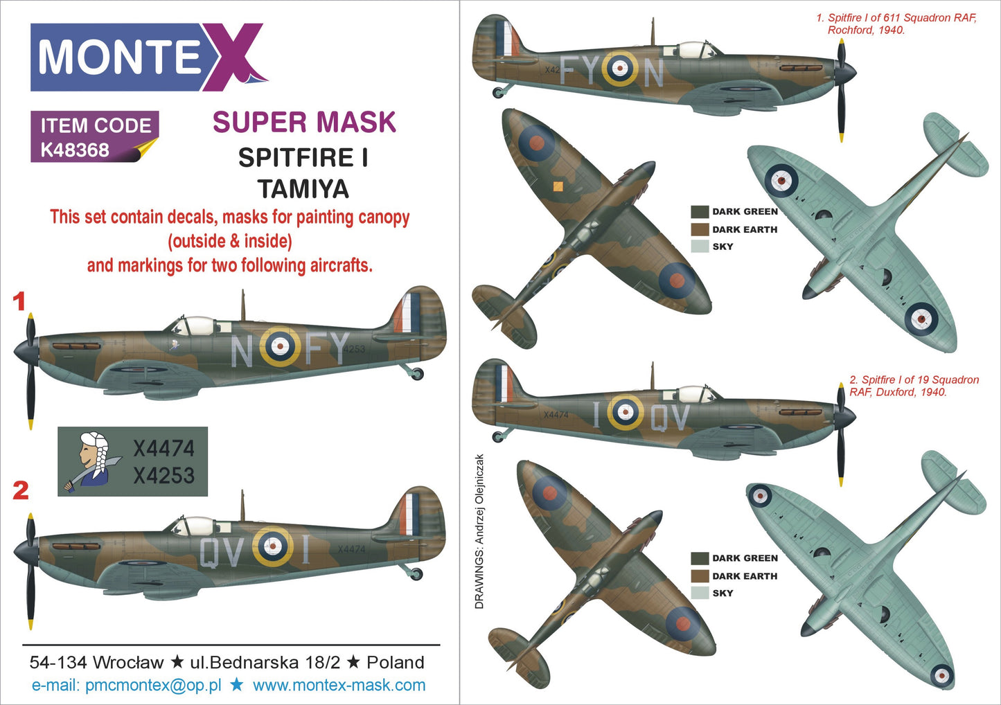 Montex MXK48368 1:48 Supermarine Spitfire Mk.1