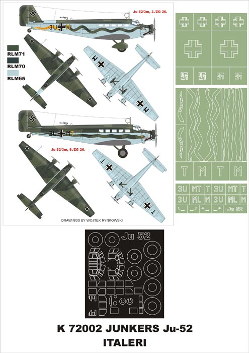 Montex MXK72002 1:72 Junkers Ju-52/3M 1 canopy mask