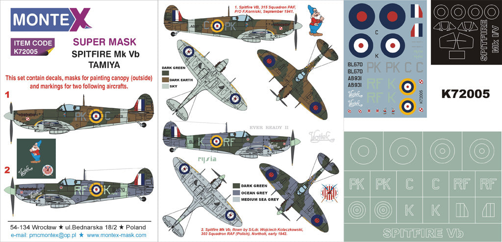 Montex MXK72005 1:72 Supermarine Spitfire Mk.Vb 1 canopy mask