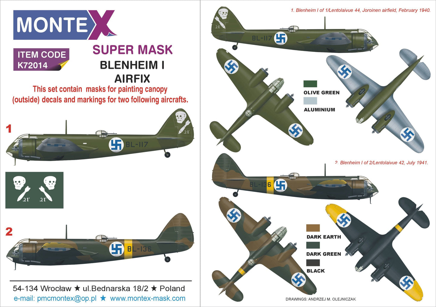 Montex MXK72014 Blenheim Mk.IF Finnish AF Canopy Mask 1:72