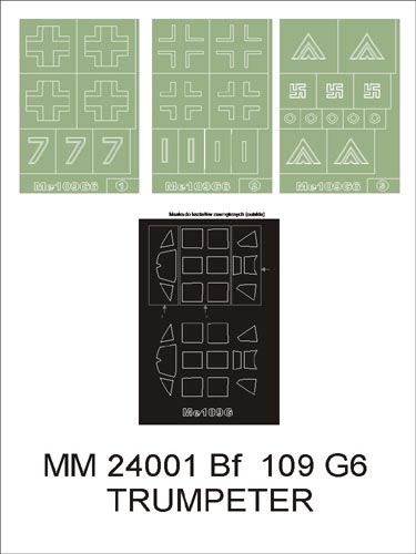 Montex MXMM24001 1:24 Messerschmitt Bf-109G-6 canopy frame paint masks