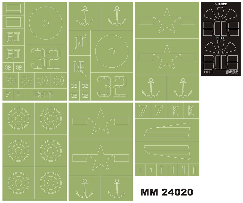 Montex MXMM24020 1:24 Grumman F6F-5 Hellcat 2 canopy frame paint masks
