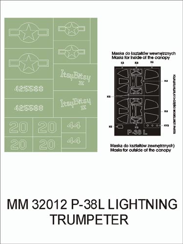 Montex MXMM32012 1:32 Lockheed P-38L Lighting canopy frame paint masks