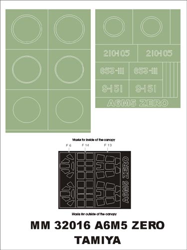 Montex MXMM32016 1:32 Mitsubishi A6M5 Zero type 52 Zeke canopy frame paint masks