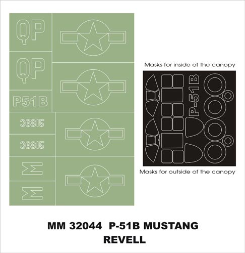 Montex MXMM32044 1:32 North-American P-51B Mustang canopy frame paint masks
