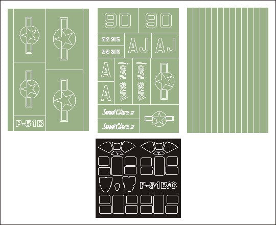 Montex MXMM32078 1:32 North-American P-51B Mustang canopy frame paint masks