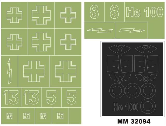 Montex MXMM32094 1:32 Heinkel He-100D canopy frame paint masks