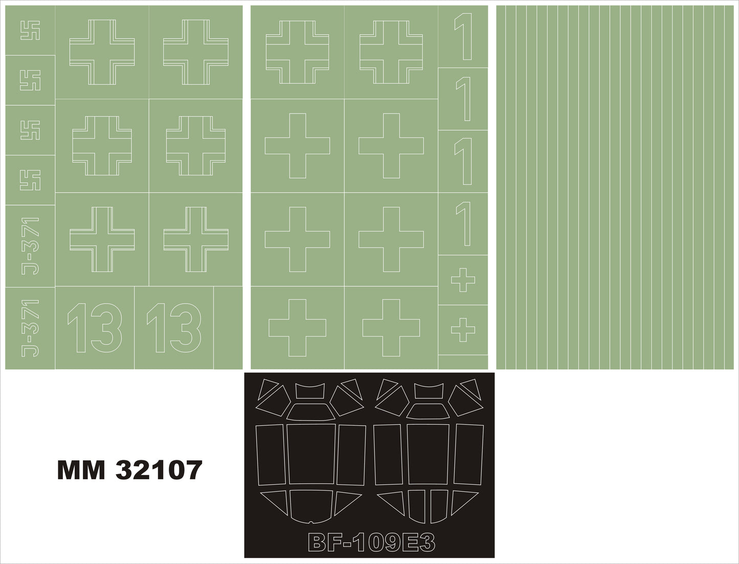 Montex MXMM32107 1:32 Messerschmitt Bf-109E-3 canopy frame paint masks
