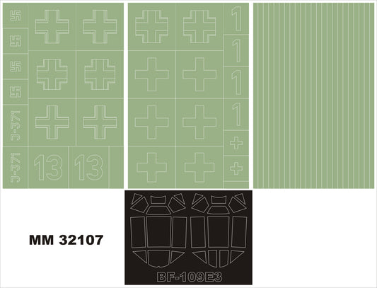 Montex MXMM32107 1:32 Messerschmitt Bf-109E-3 canopy frame paint masks