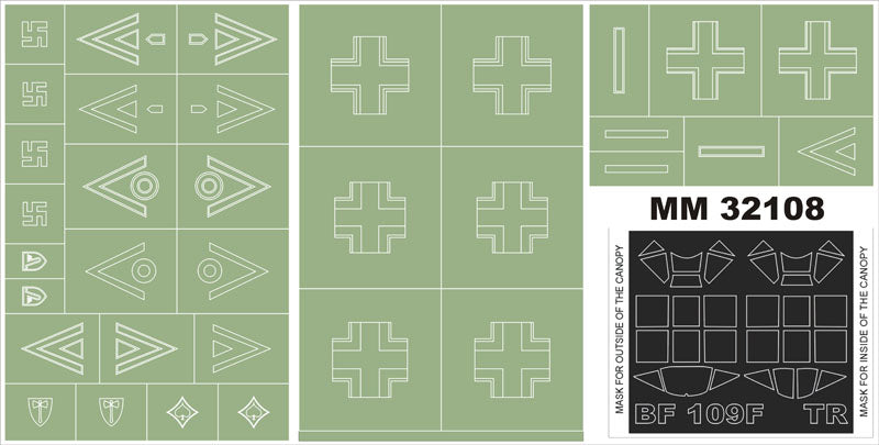 Montex MXMM32108 1:32 Messerschmitt Bf-109F-4 canopy frame paint masks