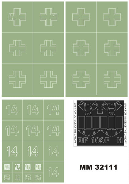 Montex MXMM32111 1:32 Messerschmitt Bf-109F-4 canopy frame paint masks