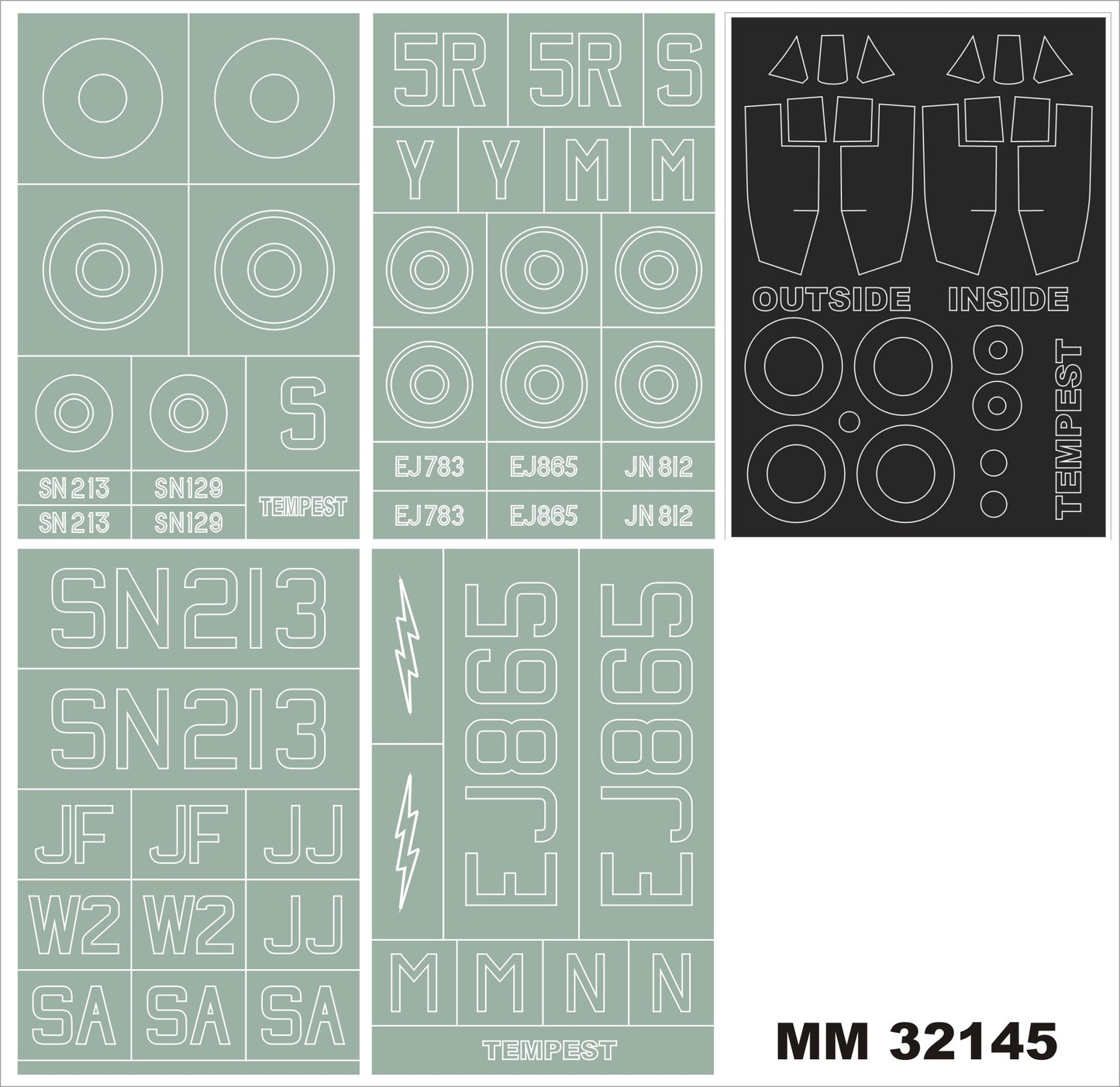 Montex MXMM32145 1:32 HAWKER TEMPEST Mk.Vc canopy frame paint masks