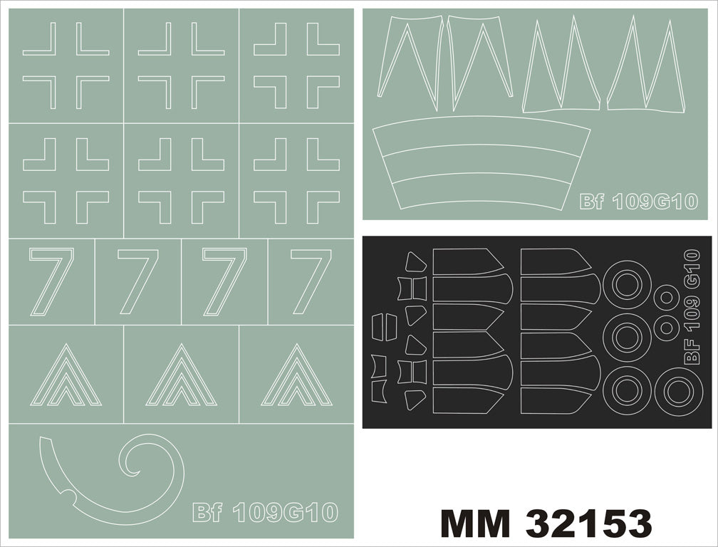 Montex MXMM32153 1:32 Messerschmitt Bf-109G-10 2 canopy frame paint mask