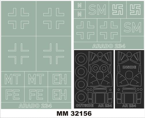 Montex MXMM32156 1:32 Arado Ar-234B & Ar-234B-2N 2 canopy frame paint mask
