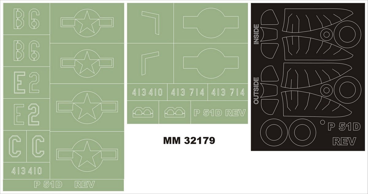 Montex MXMM32179 1:32 North-American P-51D Mustang 2 canopy frame paint masks