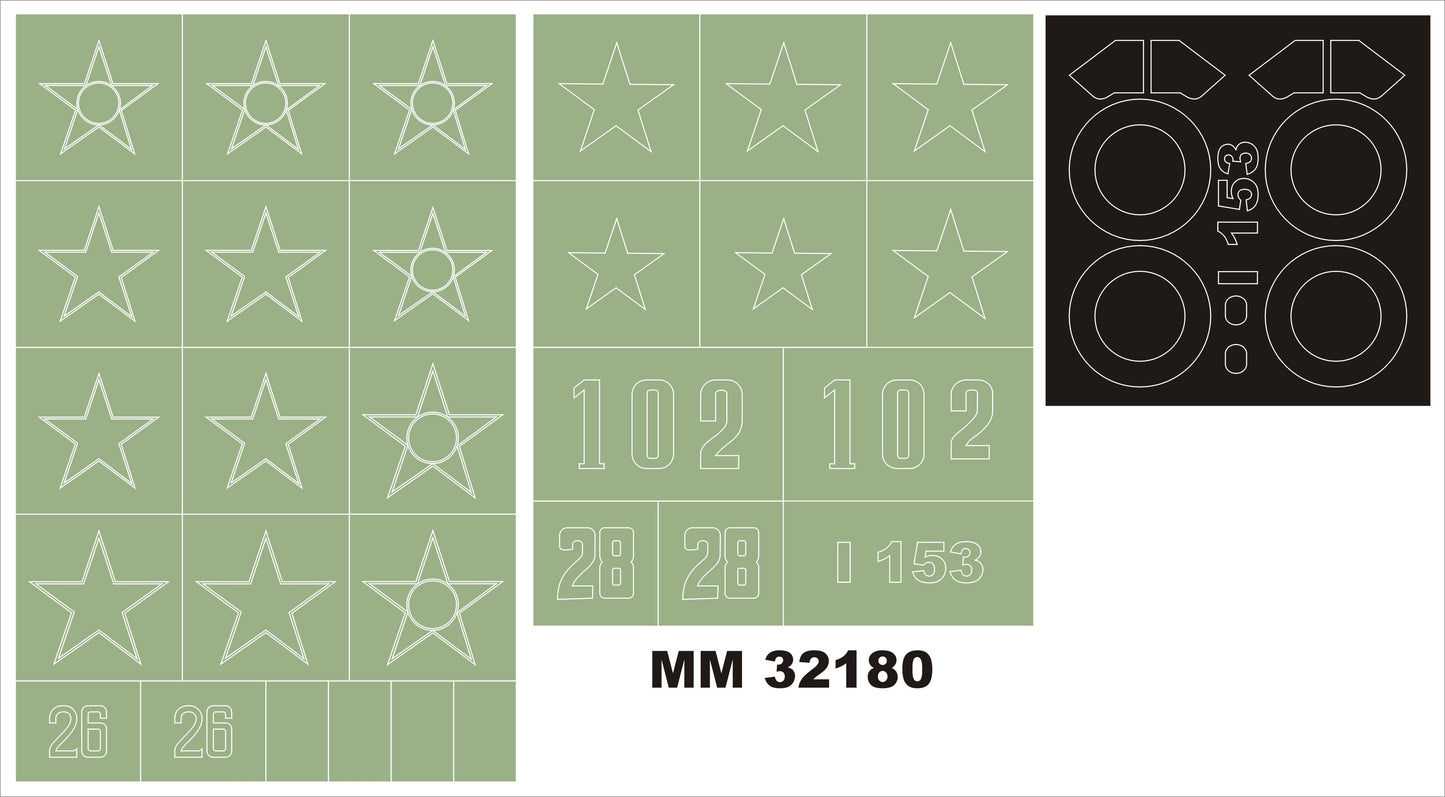 Montex MXMM32180 1:32 Polikarpov I-153 2 canopy frame paint masks