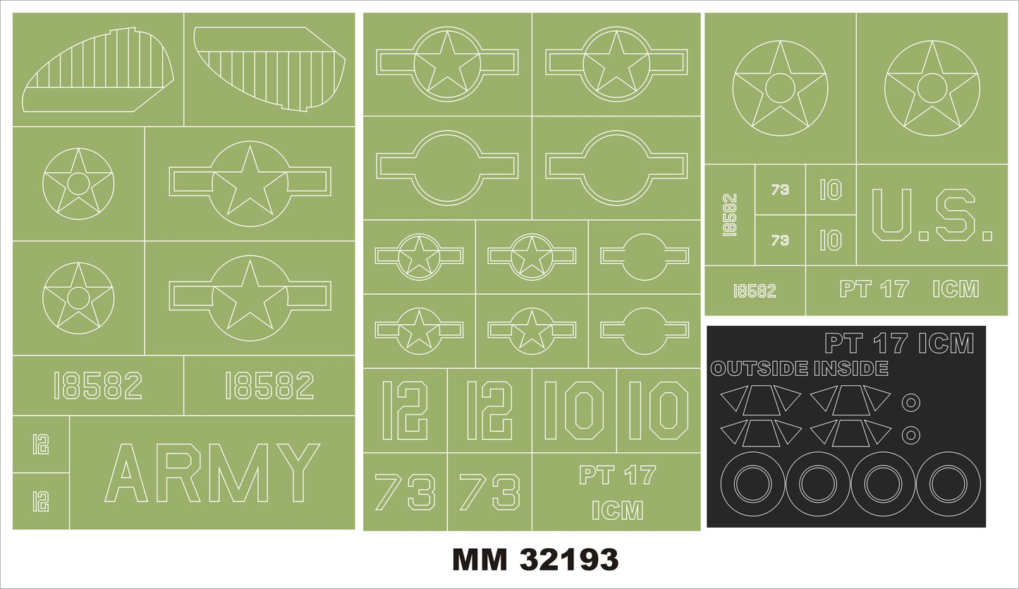 Montex MXMM32193 1:32 Stearman PT-17/N2S-3 Kaydet 2 canopy frame paint mask