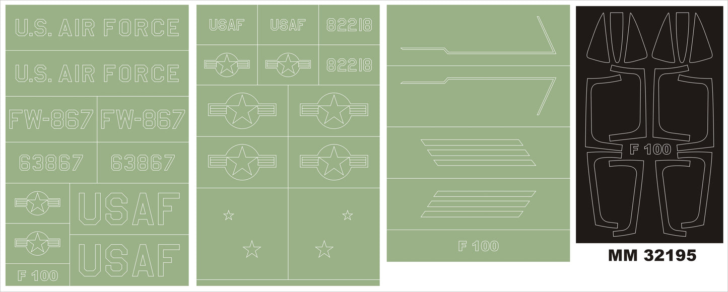 Montex MXMM32195 1:32 North-American F-100F Super Sabre 2 canopy mask