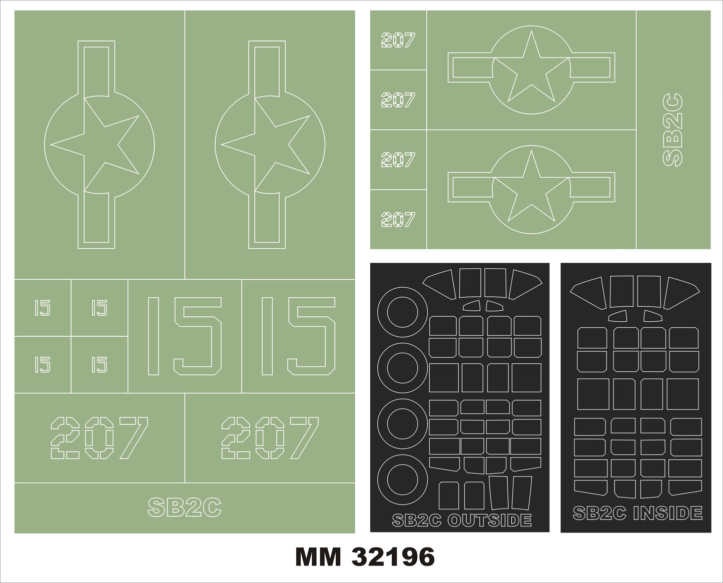 Montex MXMM32196 1:32 Curtiss SB2C-4 Helldiver 2 canopy frame paint masks