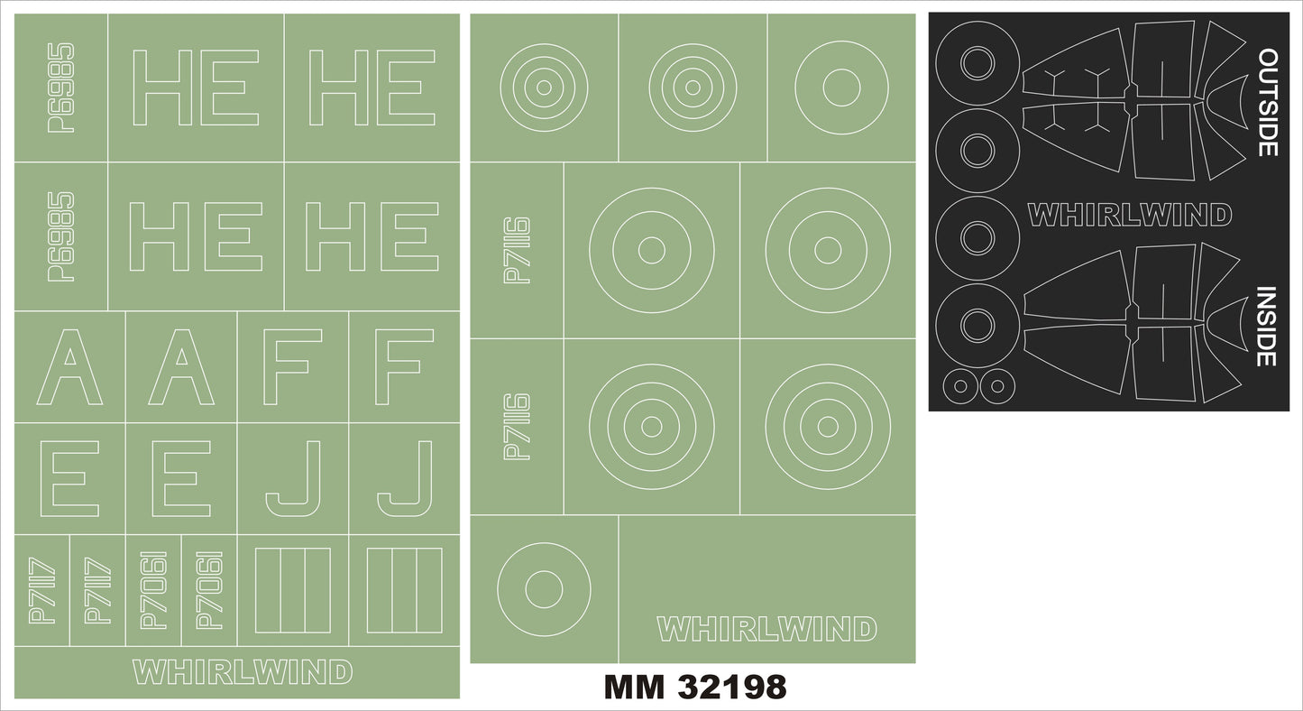 Montex MXMM32198 1:32 Westland Whirlwind Mk.I 2 canopy frame paint masks