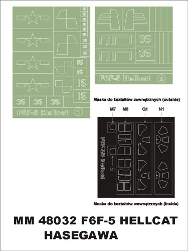 Montex MXMM48032 1:48 Grumman F6F-5 Hellcat canopy frame paint masks