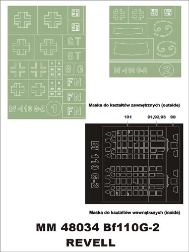 Montex MXMM48034 1:48 Messerschmitt Bf-110G-2 canopy frame paint masks