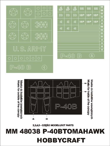 Montex MXMM48038 1:48 Curtiss P-40B Tomahawk canopy frame paint masks