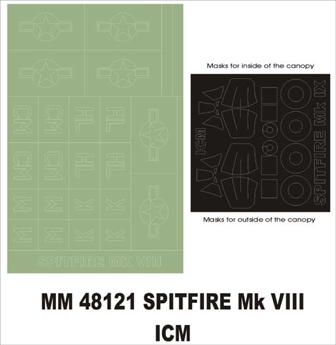 Montex MXMM48121 1:48 Supermarine Spitfire Mk.VIII canopy frame paint masks