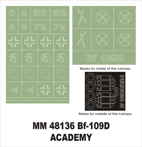 Montex MXMM48136 1:48 Messerschmitt Bf-109D canopy frame paint masks