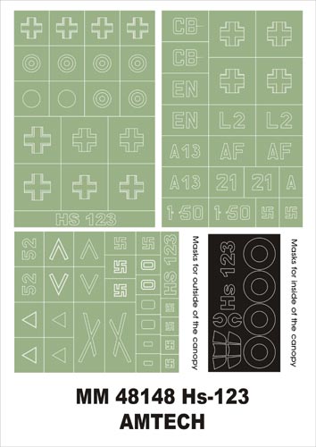 Montex MXMM48148 1:48 Henschel Hs-123 canopy frame paint masks