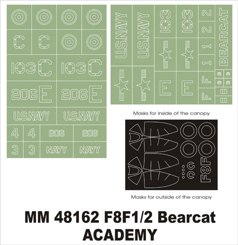 Montex MXMM48162 1:48 Grumman F8F-1/Grumman F8F-2 Bearcat canopy masks