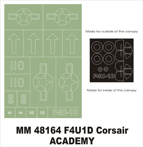 Montex MXMM48164 1:48 Vought F4U-1D Corsair canopy frame paint masks