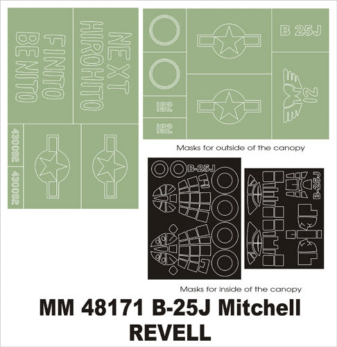 Montex MXMM48171 1:48 North-American B-25J Mitchell canopy frame paint masks