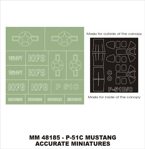 Montex MXMM48185 1:48 North-American P-51C Mustang canopy frame paint masks