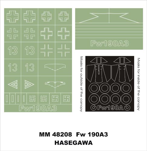 Montex MXMM48208 1:48 Focke-Wulf Fw-190A-3 canopy frame paint masks